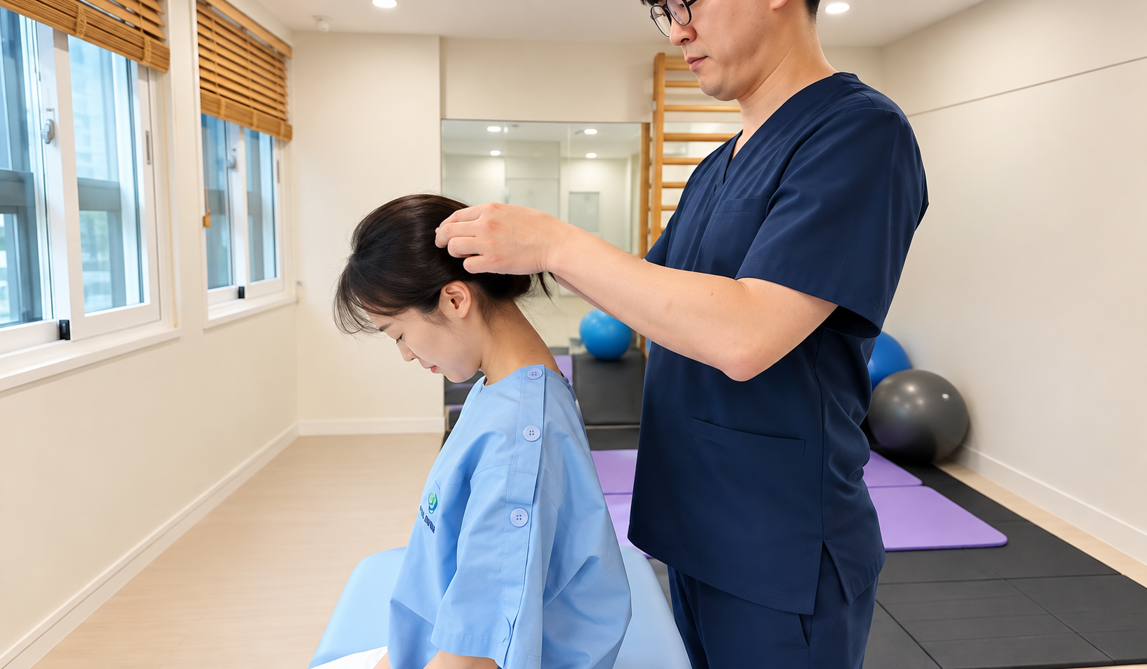 목과 두부 주변 물리치료 환경 참고 이미지